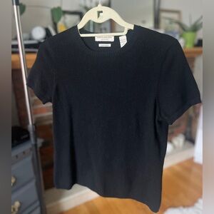 Valerie Stevens Cashmere Short-Sleeve Crewneck Sweater.